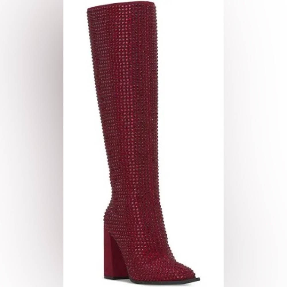 Jessica Simpson “Lovelly” Over-the-Knee Red Rhinestone Boots Womens Size 7.5 NWT